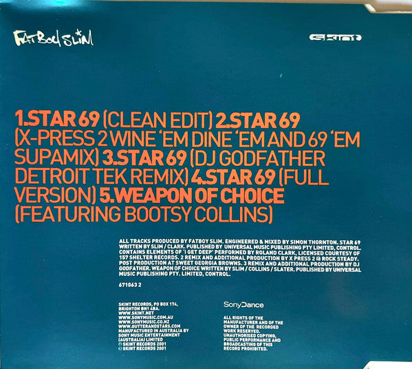 Fatboy Slim : Star 69 (What The F**k) B/W Weapon Of Choice (CD, Maxi, CD1)