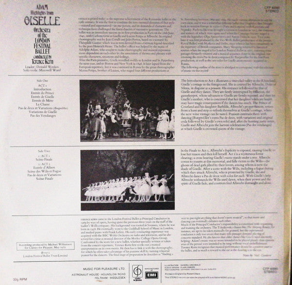 The London Festival Ballet Orchestra : Adam - Highlights From Giselle (LP)
