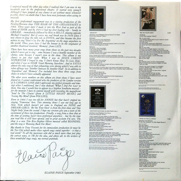 Elaine Paige : Stages (LP, Comp)