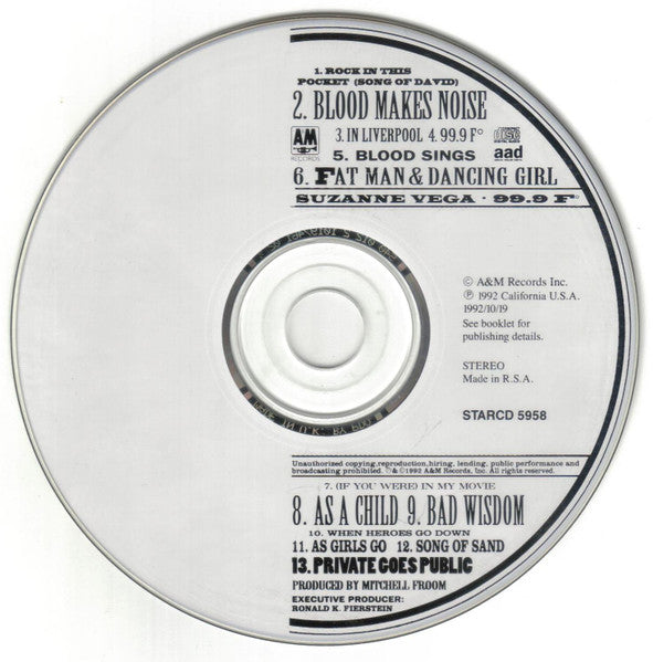 Suzanne Vega : 99.9F° (CD, Album)