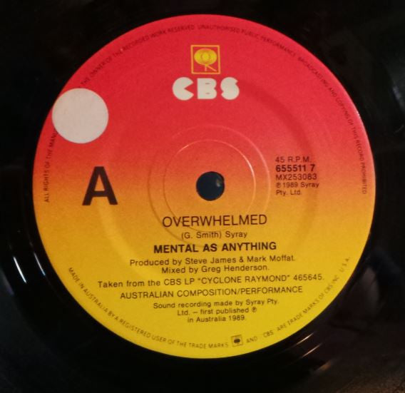 Mental As Anything : Overwhelmed (7", Single)