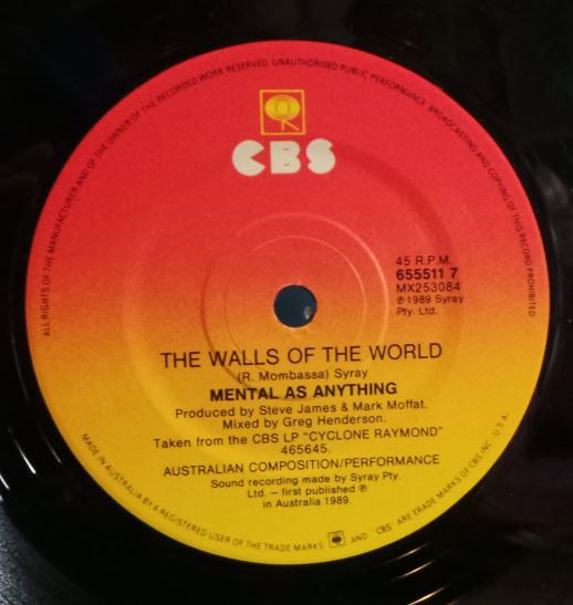 Mental As Anything : Overwhelmed (7", Single)