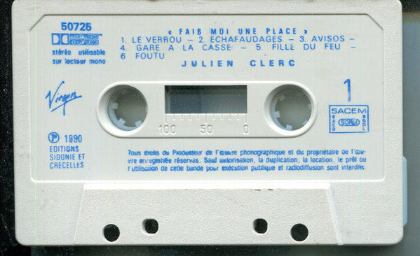 Julien Clerc : Fais-Moi Une Place (Cass, Album)