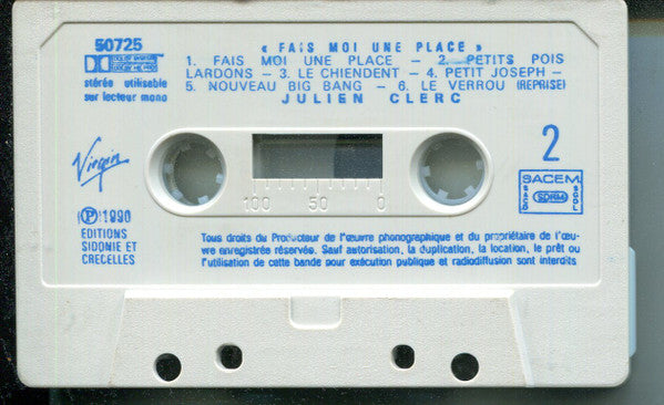 Julien Clerc : Fais-Moi Une Place (Cass, Album)