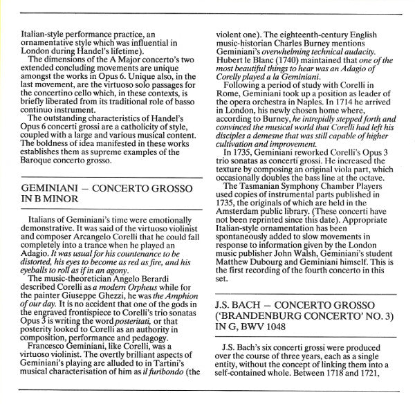 Tasmanian Symphony Chamber Players : 18th Century Virtuoso String Music (CD)