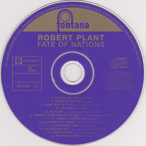Robert Plant : Fate Of Nations (CD, Album)