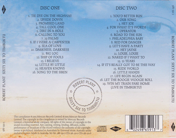Robert Plant : Sixty Six To Timbuktu (2xCD, Comp)
