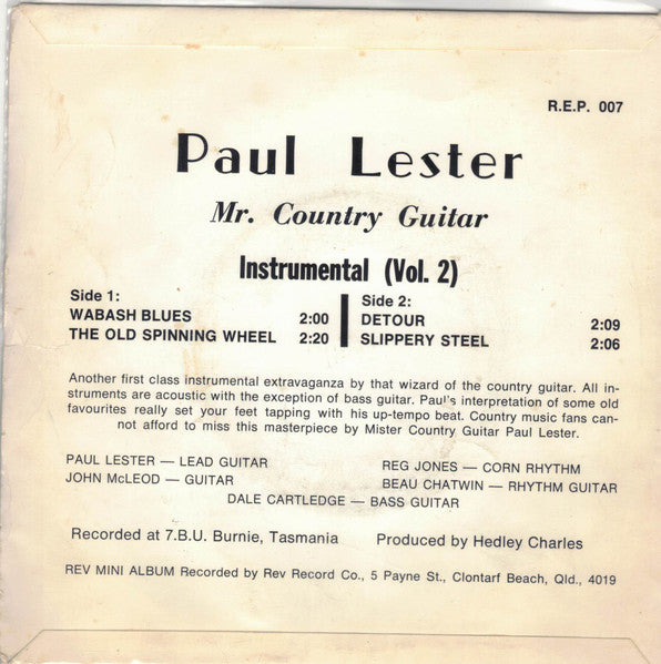 Paul Lester (2) : The Sounds Of Paul Lester (7", EP, Mono)