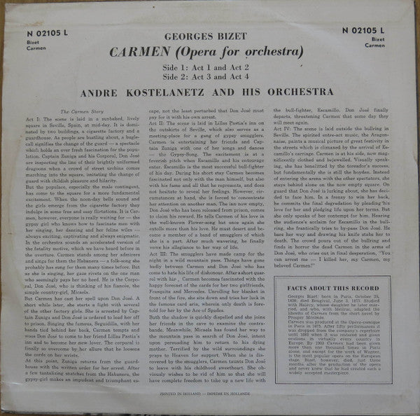André Kostelanetz And His Orchestra, Georges Bizet : Carmen (Opera For Orchestra) (LP, Album)