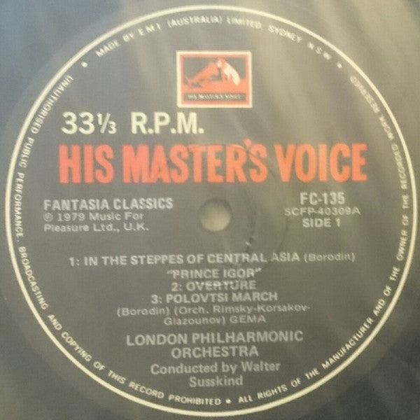 Alexander Borodin, Modest Mussorgsky, London Philharmonic Orchestra, Walter Susskind : Prince Igor: Overture; March - Polovtsian Dances; In The Steppes Of Central Asia; Night On The Bare Mountain (Orch. Rimsky-Korsakov) (LP, Album)