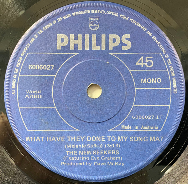 The New Seekers : What Have They Done To My Song Ma? (7", Single, Mono)