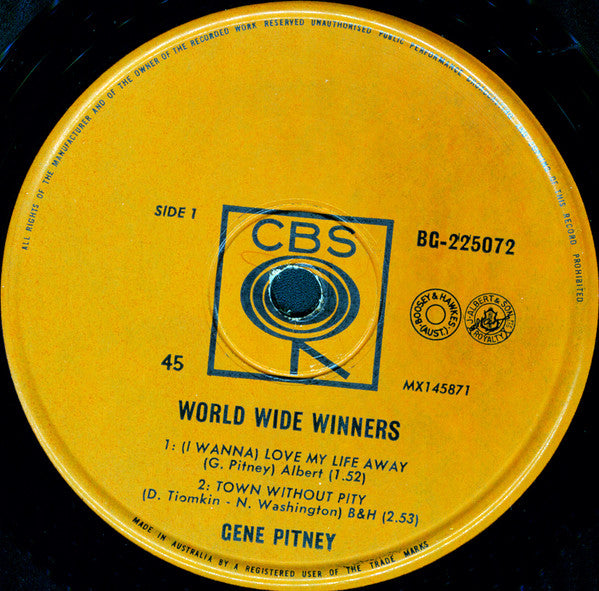 Gene Pitney : World Wide Winners (7", EP, Mono)