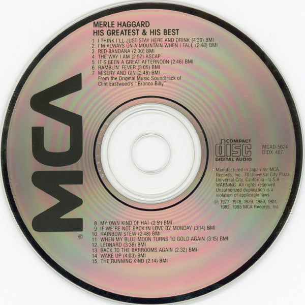 Merle Haggard : His Greatest And His Best (CD, Comp)
