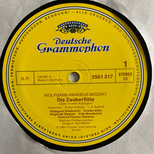 Wolfgang Amadeus Mozart - Evelyn Lear, Lisa Otto, Roberta Peters, Franz Crass, Dietrich Fischer-Dieskau, Hans Hotter, Fritz Wunderlich, Berliner Philharmoniker, Karl Böhm : Die Zauberflöte (Box + 3xLP, Album, RE)