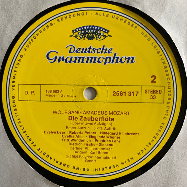 Wolfgang Amadeus Mozart - Evelyn Lear, Lisa Otto, Roberta Peters, Franz Crass, Dietrich Fischer-Dieskau, Hans Hotter, Fritz Wunderlich, Berliner Philharmoniker, Karl Böhm : Die Zauberflöte (Box + 3xLP, Album, RE)