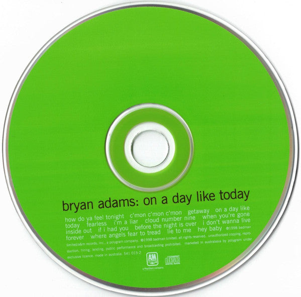 Bryan Adams : On A Day Like Today (CD, Album)
