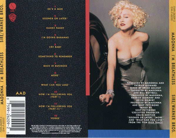 Madonna : I'm Breathless (Music From And Inspired By The Film Dick Tracy) (CD, Album)