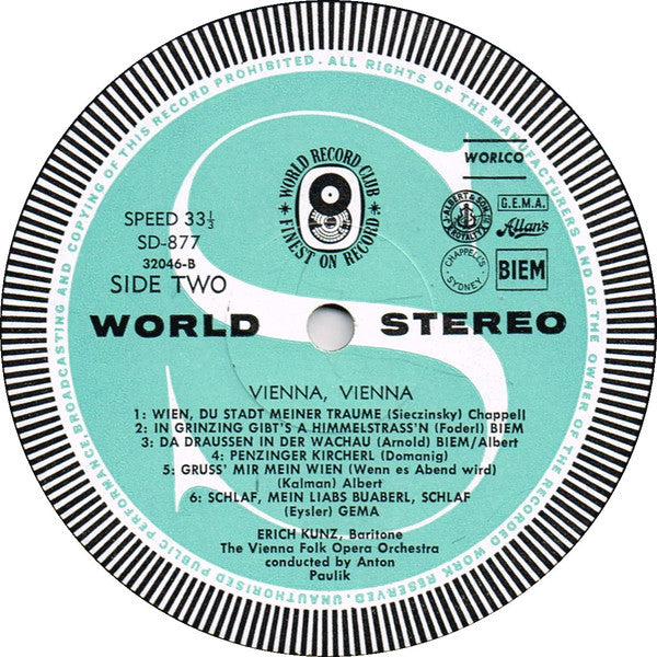 Erich Kunz : Vienna, Vienna (LP, Album, Club)