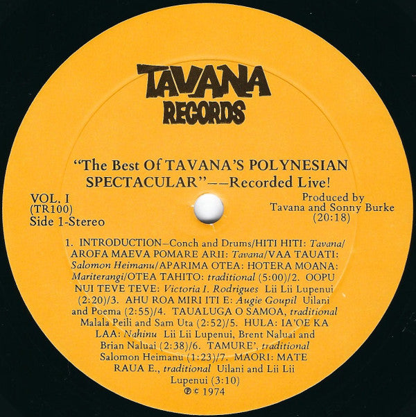 Various : The Best Of Tavana's Polynesian Spectacular: Recorded Live (LP, Album)