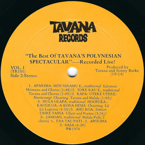 Various : The Best Of Tavana's Polynesian Spectacular: Recorded Live (LP, Album)