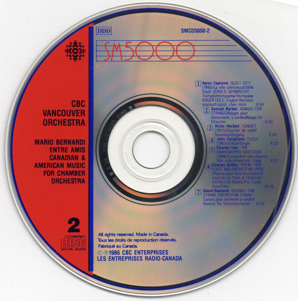 CBC Vancouver Orchestra, Mario Bernardi (2) : Entre Amis–Canadian And American Music For Chamber Orchestra (CD)