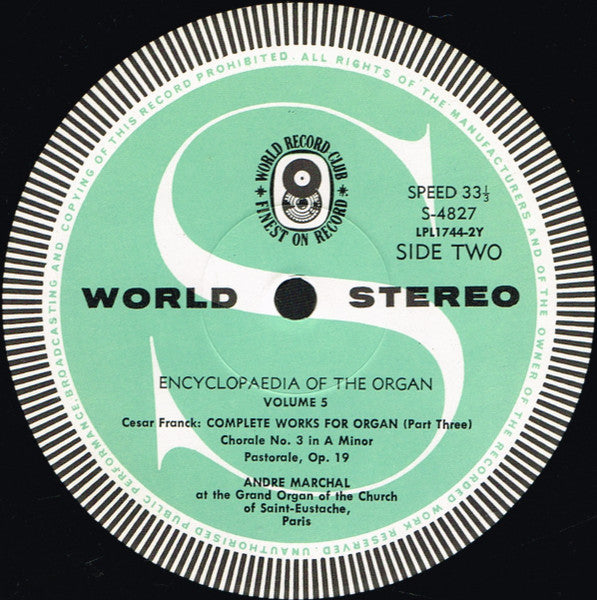 André Marchal (2) : The Encyclopaedia Of The Organ Volume Five (LP, Album, Club)