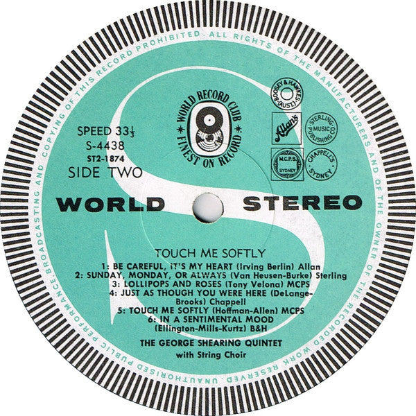 The George Shearing Quintet : Touch Me Softly (LP, Album, Club)