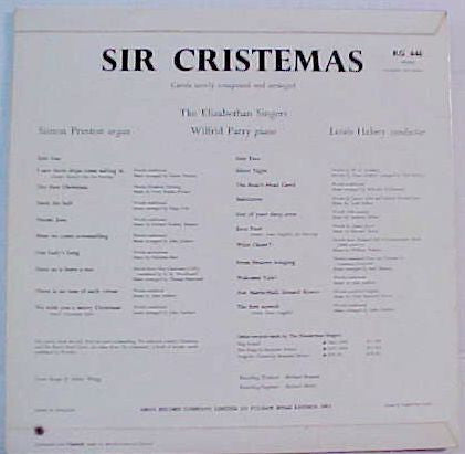 The Elizabethan Singers : Sir Cristemas (LP, Mono)