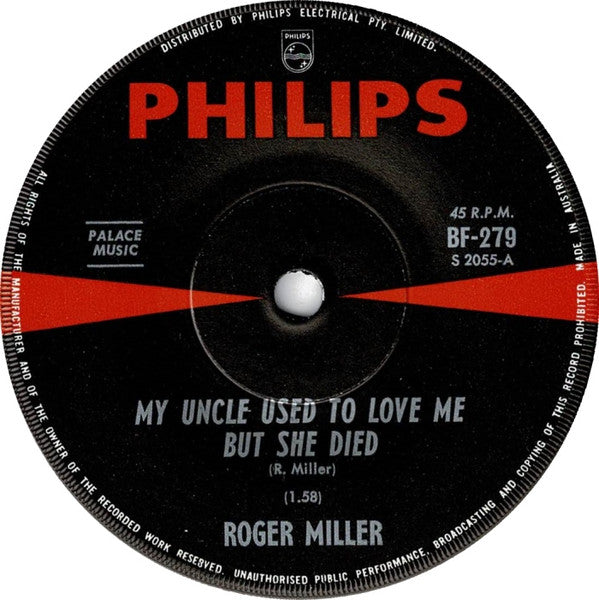 Roger Miller : My Uncle Used To Love Me But She Died (7", Single)