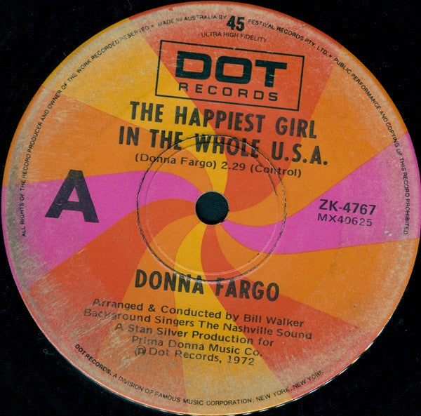 Donna Fargo : The Happiest Girl In The Whole U.S.A. (7", Single)