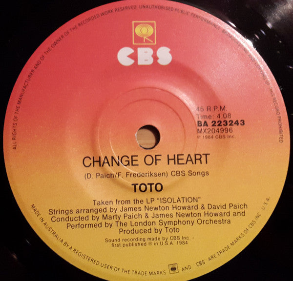 Toto : Stranger In Town (7")