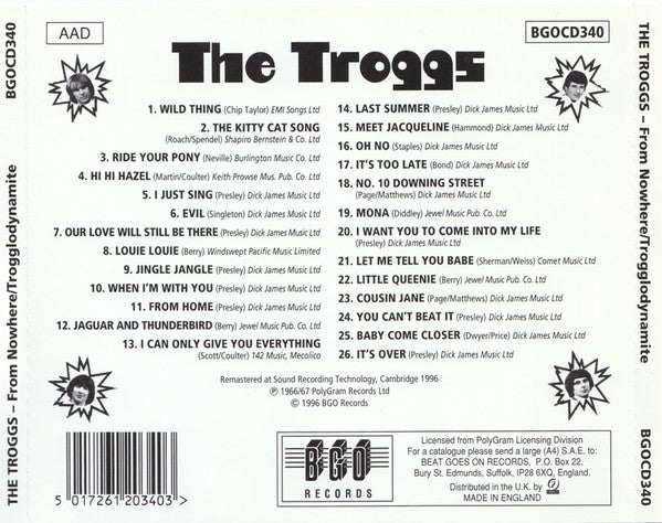 The Troggs : From Nowhere / Trogglodynamite (CD, Album, Comp)
