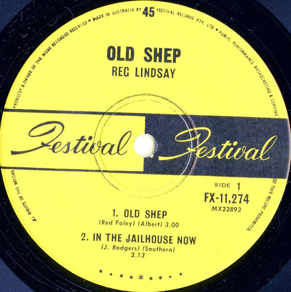 Reg Lindsay : Old Shep (7", EP, Mono)
