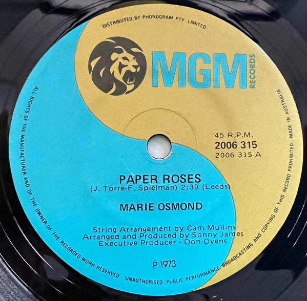 Marie Osmond : Paper Roses (7", Single)