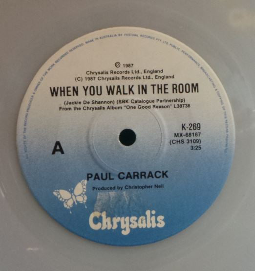 Paul Carrack : When You Walk In The Room (7", Single, Whi)