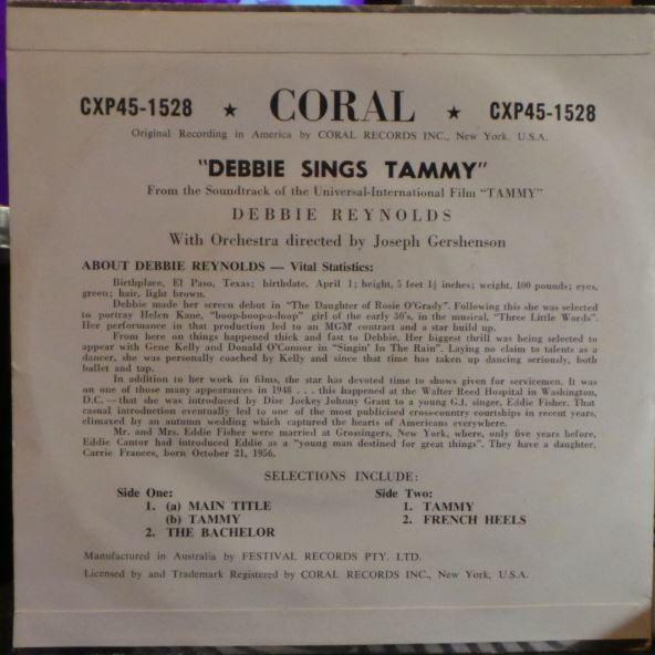 Debbie Reynolds : Debbie Sings Tammy (7", EP)