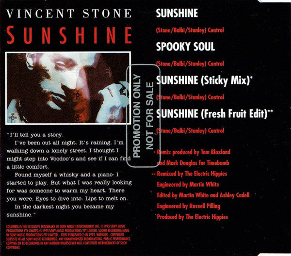 Vincent Stone : Sunshine (CD, Single)