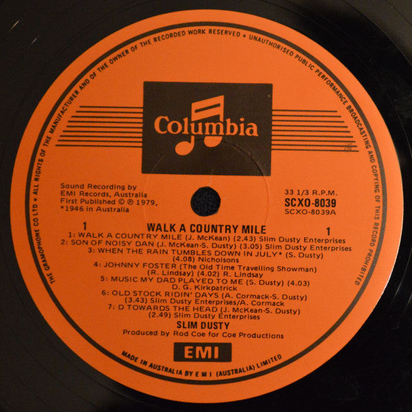 Slim Dusty : Walk A Country Mile (LP, Album)