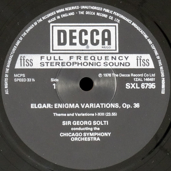 Sir Edward Elgar, Chicago Symphony Orchestra, London Philharmonic Orchestra, Georg Solti : Enigma Variations, Overture Cockaigne - London Town (LP)