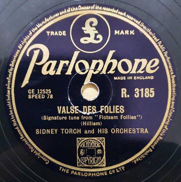 Sidney Torch & Orchestra : Dolores Waltz / Valse Des Folies (Shellac, 10")