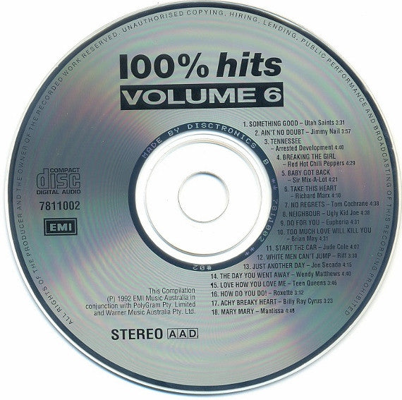 Various : 100% Hits Volume 6 (CD, Comp)