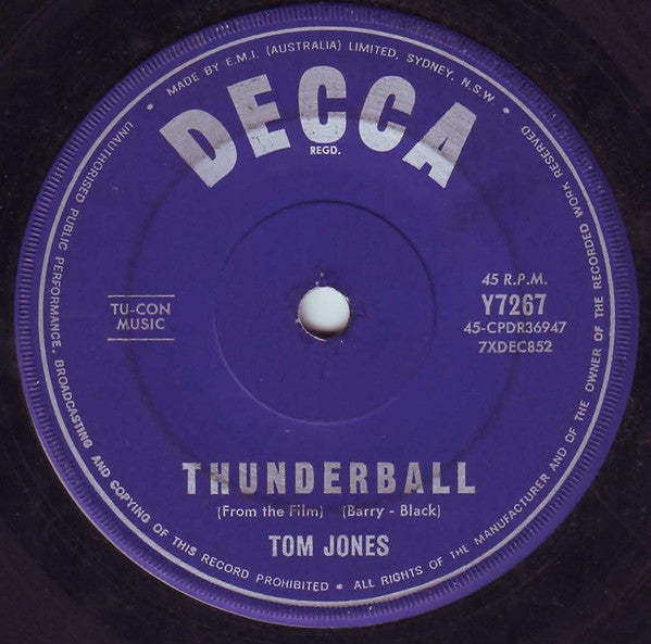 Tom Jones : Thunderball (7", Single)