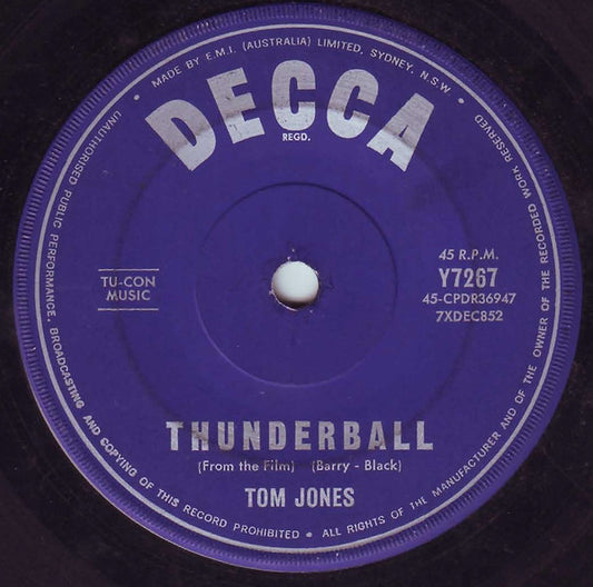 Tom Jones : Thunderball (7", Single)