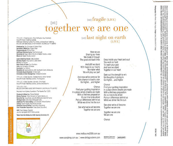Delta Goodrem : Together We Are One (CD, Single)