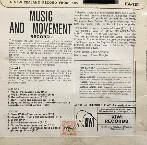 Norman Gadd Percussion Ensemble : Music And Movement - Record 1 (7", EP, Mono)