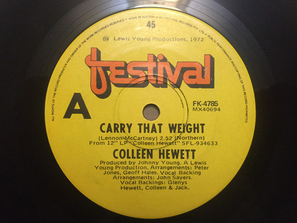 Colleen Hewett : Danny Boy / Carry That Weight (7", Single)
