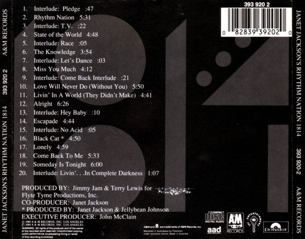 Janet Jackson : Janet Jackson's Rhythm Nation 1814 (CD, Album, RE)