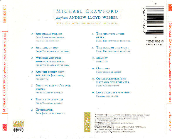 Michael Crawford : Michael Crawford Performs Andrew Lloyd Webber (CD, Album)