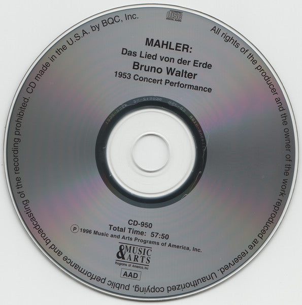 Gustav Mahler, Set Svanholm • Elena Nikolaidi • Bruno Walter : Das Lied Von Der Erde: 1953 Concert Recording (CD, Album)