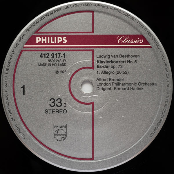 Beethoven*, Alfred Brendel : Piano Concerto No.5 " Emperor " (LP, Album, RE)